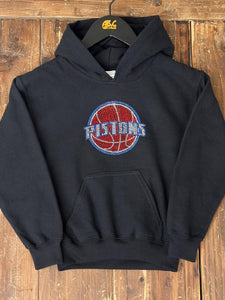Detroit Pistons Vintage 2000s Youth Bling Logo Hoodie Black ABC Vintage 