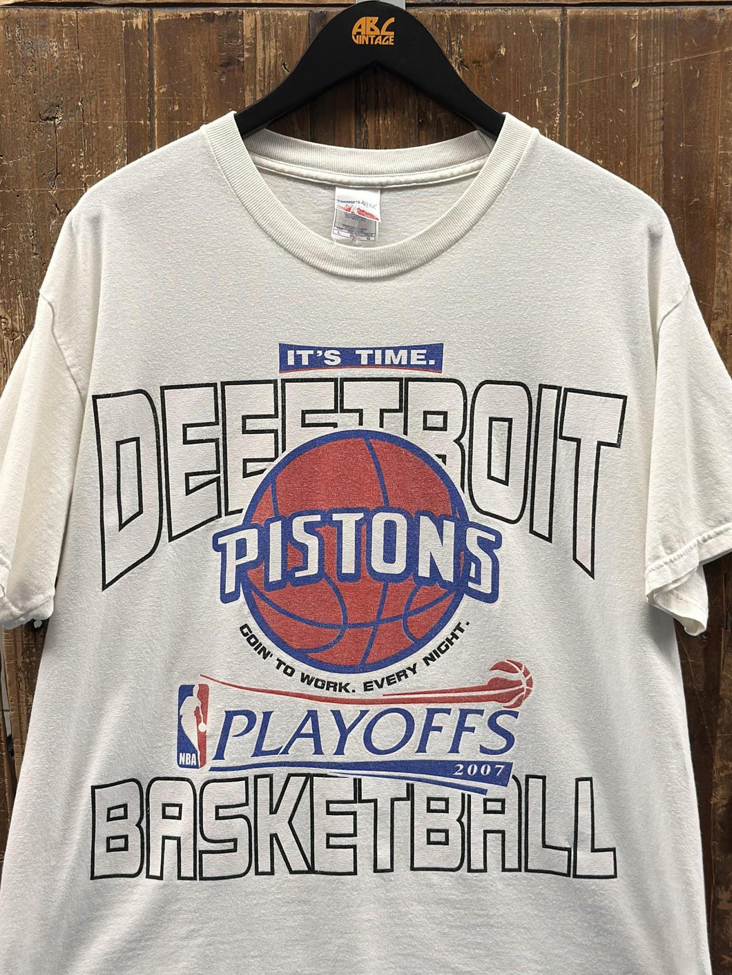 Detroit Pistons Vintage 2007 Playoffs Basketball Tee White ABC Vintage 