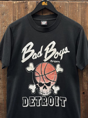Detroit Pistons Vintage 80s Bad Boys from Detroit Skull Basketball Tee Faded Black ABC Vintage 