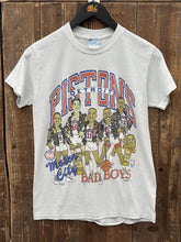 Load image into Gallery viewer, Detroit Pistons Vintage 80s Motor City Bad Boys Tee Paper Thin Aged White ABC Vintage 