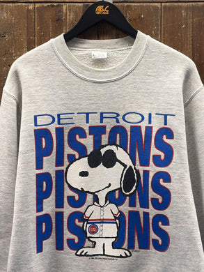 Detroit Pistons Vintage 80s Snoopy Crewneck Grey ABC Vintage 