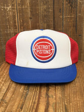 Load image into Gallery viewer, Detroit Pistons Vintage 80s Trucker Hat White Red Blue ABC Vintage 