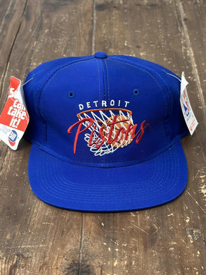 Detroit Pistons Vintage 90s Basketball in Net Snapback Blue ABC Vintage 