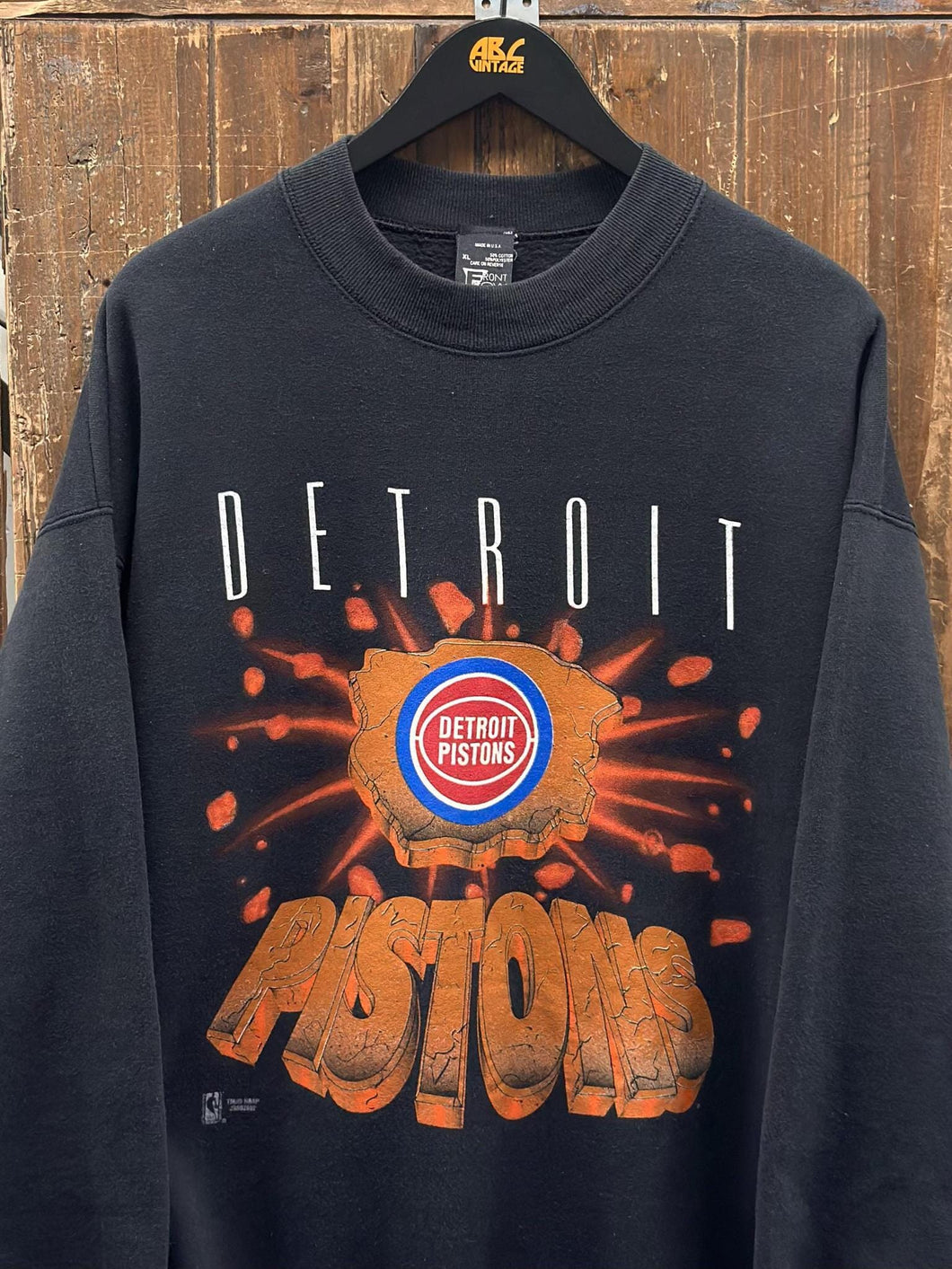 Detroit Pistons Vintage 90s Breaking Bricks Crewneck Black ABC Vintage 