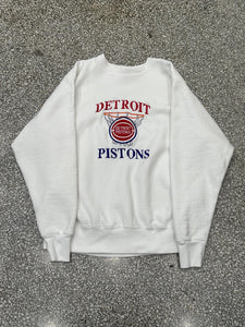 Detroit Pistons Vintage 90s Embroidered Crewneck White ABC Vintage 