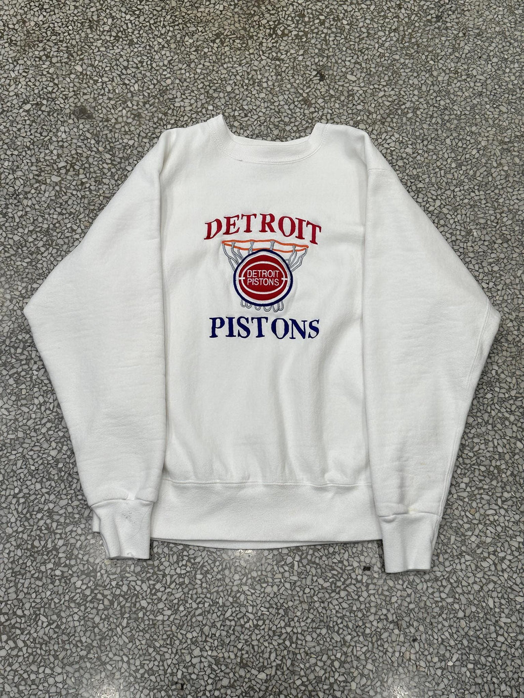 Detroit Pistons Vintage 90s Embroidered Crewneck White ABC Vintage 