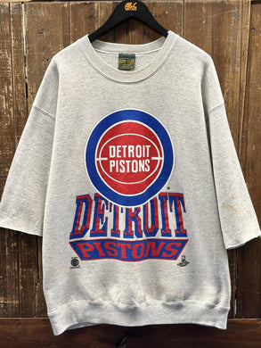 Detroit Pistons Vintage 90s Half Sleeve Crewneck Grey ABC Vintage 