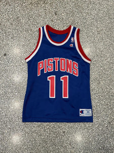 Detroit Pistons Vintage 90s Isiah Thomas Champion Basketball Jersey Blue ABC Vintage 