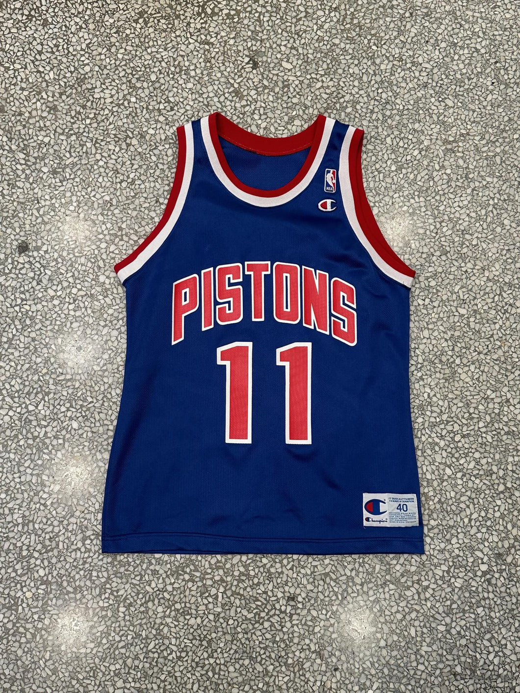 Detroit Pistons Vintage 90s Isiah Thomas Champion Basketball Jersey Blue ABC Vintage 