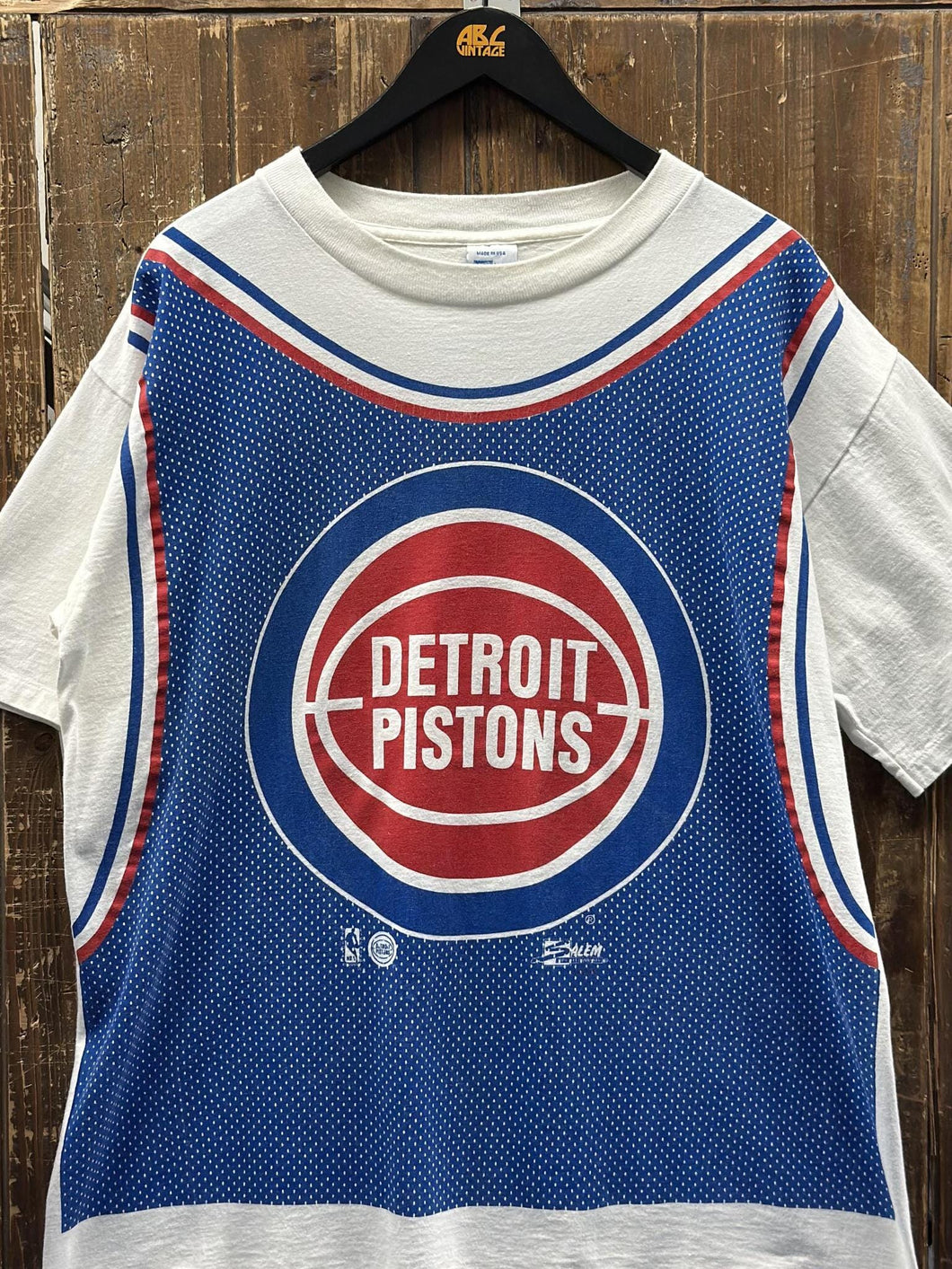 Detroit Pistons Vintage 90s Jersey Graphic Salem Tee White ABC Vintage 
