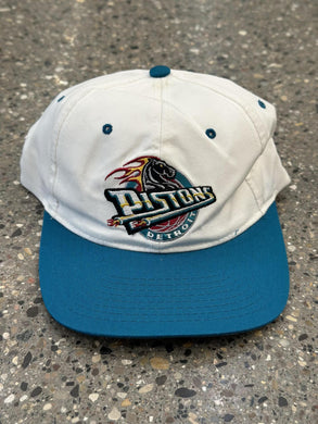 Detroit Pistons Vintage 90s OG Horse Logo Snapback White Teal ABC Vintage 