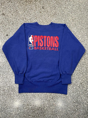 Detroit Pistons Vintage 90s Reverse Weave Champion Crewneck Faded Blue ABC Vintage 