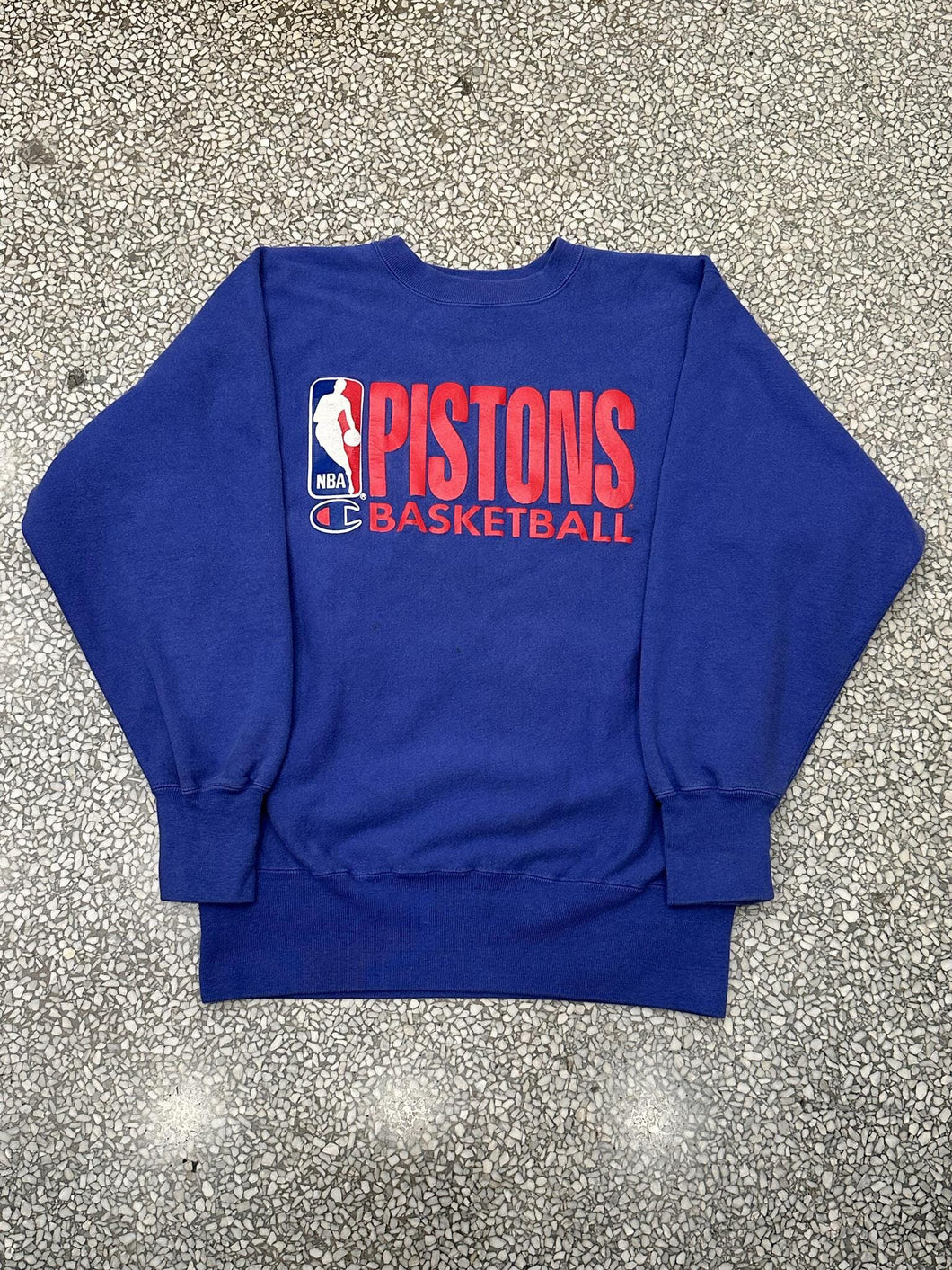 Detroit Pistons Vintage 90s Reverse Weave Champion Crewneck Faded Blue ABC Vintage 