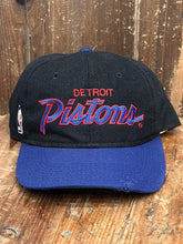 Load image into Gallery viewer, Detroit Pistons Vintage 90s Script Logo Snapback Black Blue ABC Vintage 