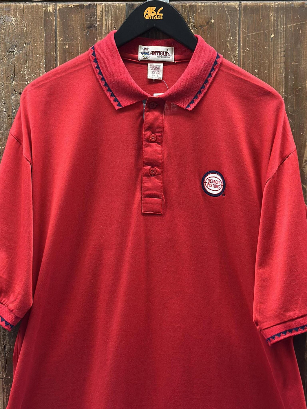 Detroit Pistons Vintage 90s Staff Polo Shirt Red ABC Vintage 