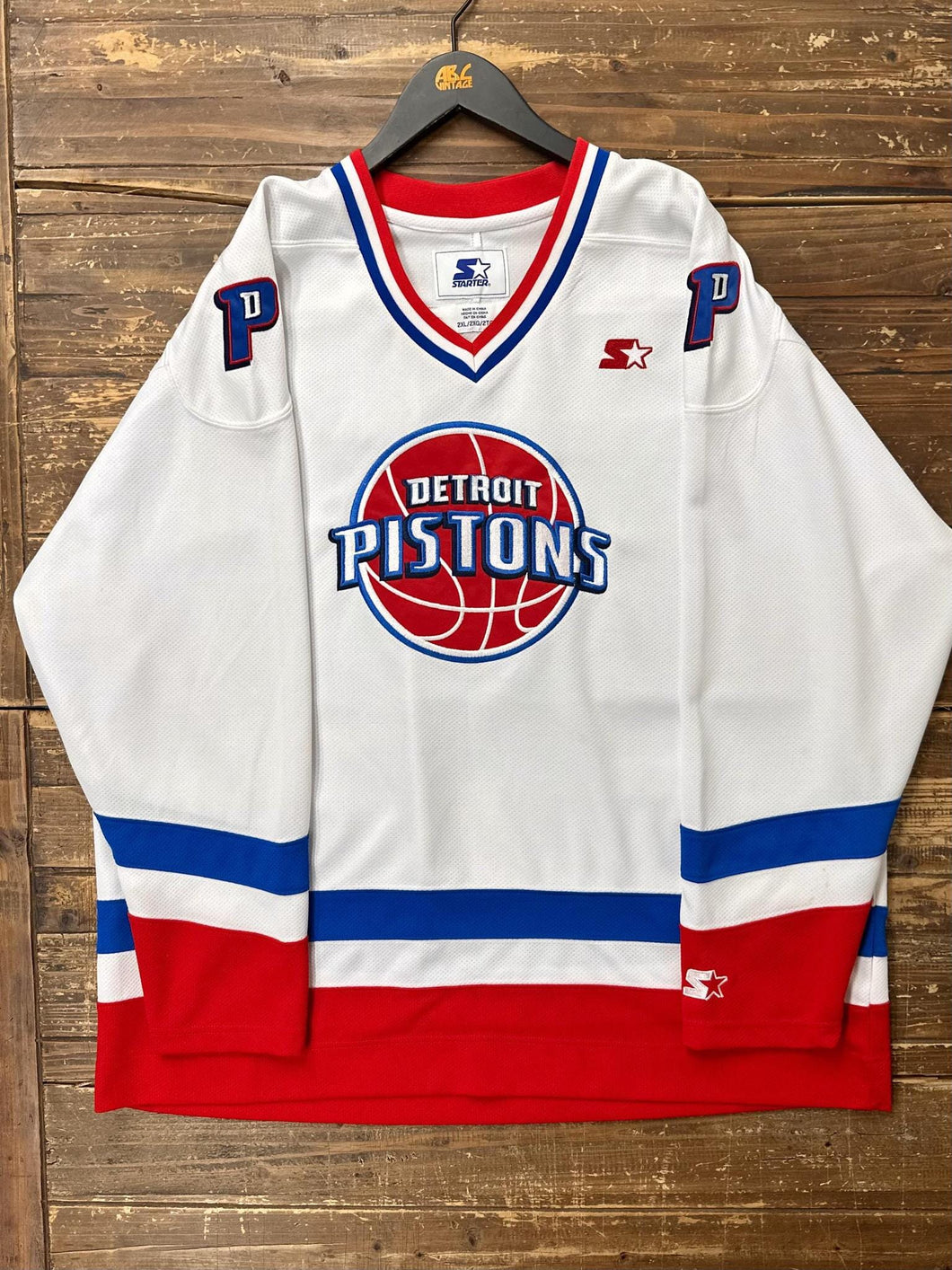 Detroit Pistons Vintage 90s Starter Hockey Jersey White ABC Vintage 