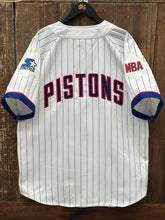 Load image into Gallery viewer, Detroit Pistons Vintage 90s Starter Pinstripes Baseball Jersey White ABC Vintage 