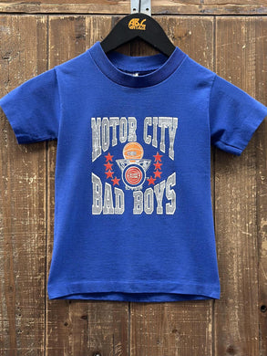 Detroit Pistons Vintage 90s Youth Motor City Bad Boys Tee Blue Silver ABC Vintage 