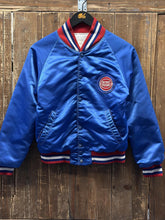 Load image into Gallery viewer, Detroit Pistons Vintage 90s Youth Satin Bomber Jacket Blue ABC Vintage 