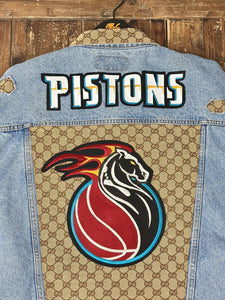 Detroit Pistons Vintage Custom Wrangler Denim Trucker Jacket ABC Vintage 