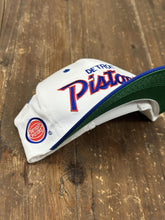 Load image into Gallery viewer, Detroit Pistons Vintage OG Royal Red Script Snapback White Blue ABC Vintage 