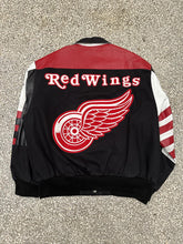 Load image into Gallery viewer, Detroit Red Wings Jeff Hamilton Vintage 90s Leather Racing Jacket ABC Vintage 