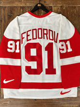 Load image into Gallery viewer, Detroit Red Wings Sergei Fedorov Vintage 90s Nike Hockey Jersey White ABC Vintage 
