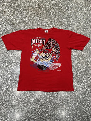 Detroit Red Wings Vintage 1993 Taz It's Anybody's Puck Tee Red ABC Vintage 