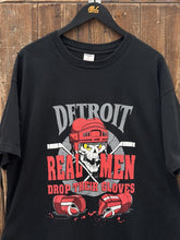 Load image into Gallery viewer, Detroit Red Wings Vintage 1994 Real Men Drop Their Gloves Fruit of The Loom Tee Black ABC Vintage 