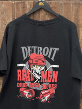 Load image into Gallery viewer, Detroit Red Wings Vintage 1994 Real Men Drop Their Gloves Fruit of The Loom Tee Black ABC Vintage 