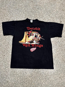 Detroit Red Wings Vintage 1996 Taz Eating Puck Faded Black ABC Vintage 