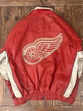 Load image into Gallery viewer, Detroit Red Wings Vintage 2002 Jeff Hamilton Stanley Cup Leather Jacket Faded Red ABC Vintage 