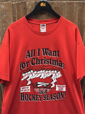 Detroit Red Wings Vintage 90s All I Want For Christmas Is A Hockey Season Red ABC Vintage 