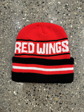 Detroit Red Wings Vintage 90s Beanie Stripes Red Black ABC Vintage 