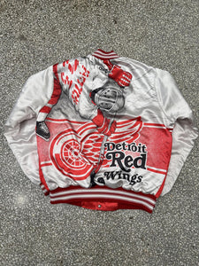 Detroit Red Wings Vintage 90s Chalk Line All Over Print Satin Bomber Jacket ABC Vintage 