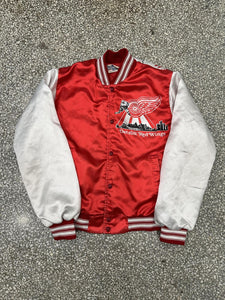 Detroit Red Wings Vintage 90s Chalk Line All Over Print Satin Bomber Jacket ABC Vintage 