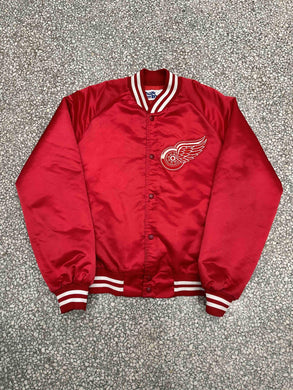 Detroit Red Wings Vintage 90s Chalk Line OG Spell Out Satin Bomber Jacket ABC Vintage 