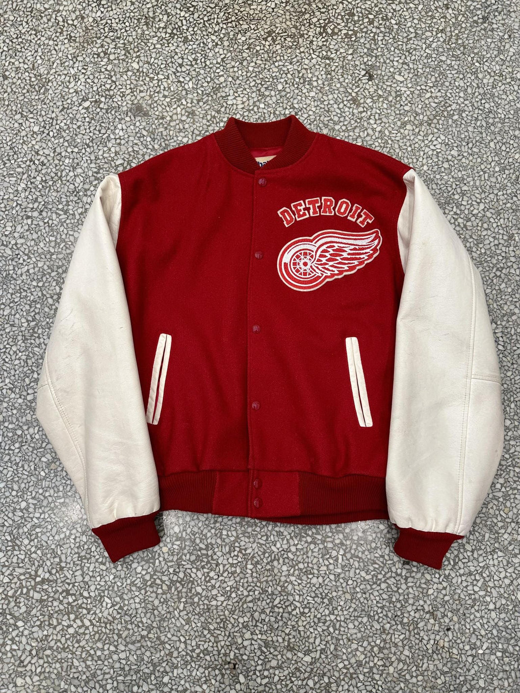 Detroit Red Wings Vintage 90s Chalk Line Wool Leather Varsity Jacket ABC Vintage 