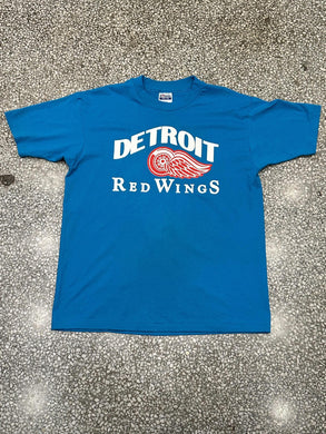 Detroit Red Wings Vintage 90s Hanes Tee Bright Blue ABC Vintage 