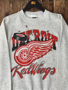 Detroit Red Wings Vintage 90s Hockey Puck Breaking Through Crewneck Grey ABC Vintage 