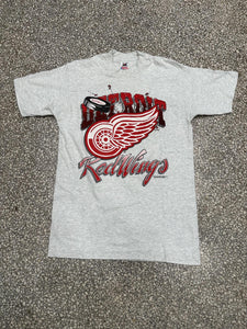 Detroit Red Wings Vintage 90s Hockey Puck Breaking Through Tee Grey ABC Vintage 