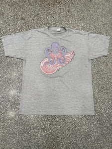 Detroit Red Wings Vintage 90s Octopus Super Faded Paper Thin Grey ABC Vintage 