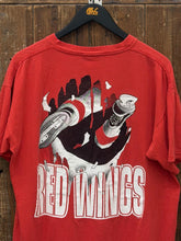 Load image into Gallery viewer, Detroit Red Wings Vintage 90s Player Breaking Through Tee Faded Red ABC Vintage 