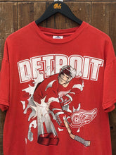Load image into Gallery viewer, Detroit Red Wings Vintage 90s Player Breaking Through Tee Faded Red ABC Vintage 