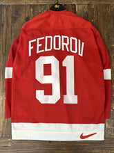 Load image into Gallery viewer, Detroit Red Wings Vintage 90s Sergei Fedorov Nike Hockey Jersey Red ABC Vintage 