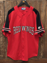 Load image into Gallery viewer, Detroit Red Wings Vintage 90s Starter Baseball Jersey Red ABC Vintage 