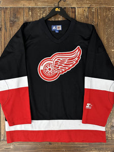 Detroit Red Wings Vintage 90s Starter Hockey Jersey Black Red White ABC Vintage 