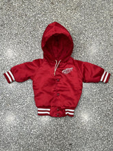 Load image into Gallery viewer, Detroit Red Wings Vintage 90s Youth Chalk Line Hooded Bomber Jacket Red ABC Vintage 