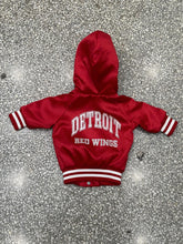 Load image into Gallery viewer, Detroit Red Wings Vintage 90s Youth Chalk Line Hooded Bomber Jacket Red ABC Vintage 