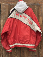 Load image into Gallery viewer, Detroit Red Wings Vintage 90s Youth Hooded Windbreaker Jacket Red Cream ABC Vintage 